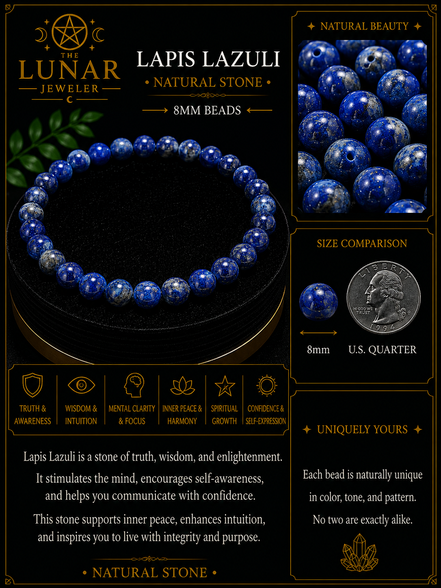 Lapis Lazuli Bracelet – 7.5" Elastic Bracelet