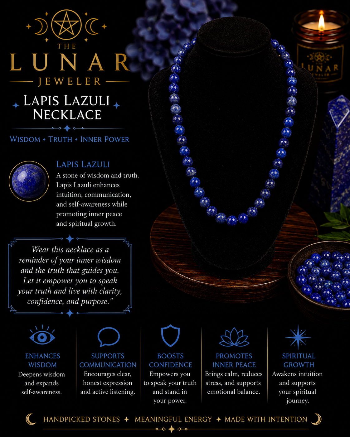 Lapis Lazuli Beaded Necklace – 22