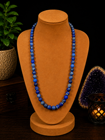 Lapis Lazuli Beaded Necklace – 22" Steel Wire Necklace