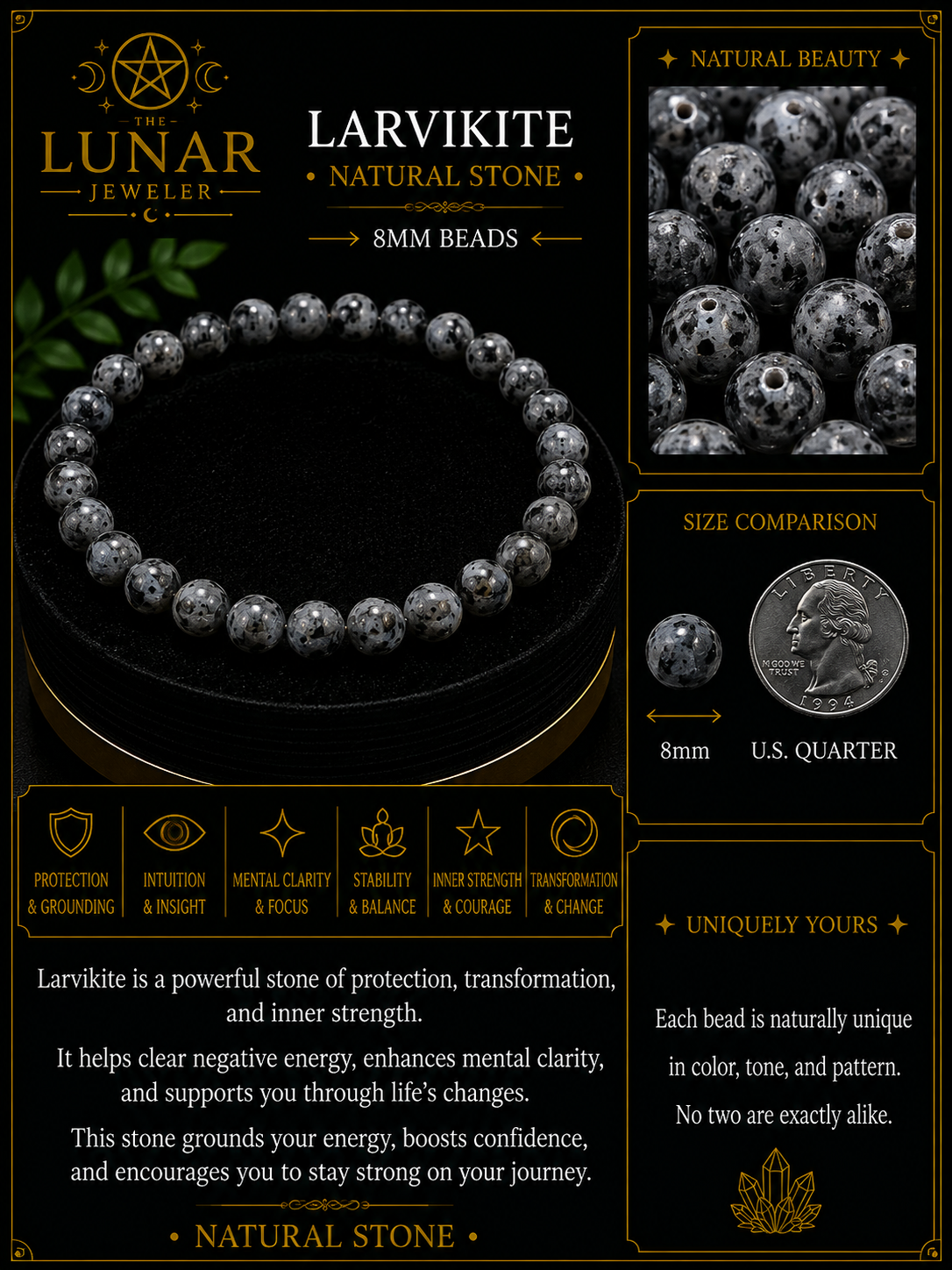 Larvikite Bracelet – 7.5