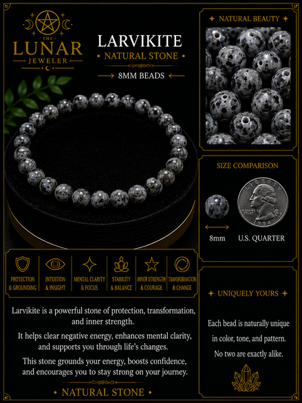 Larvikite Bracelet – 7.5" Elastic Bracelet