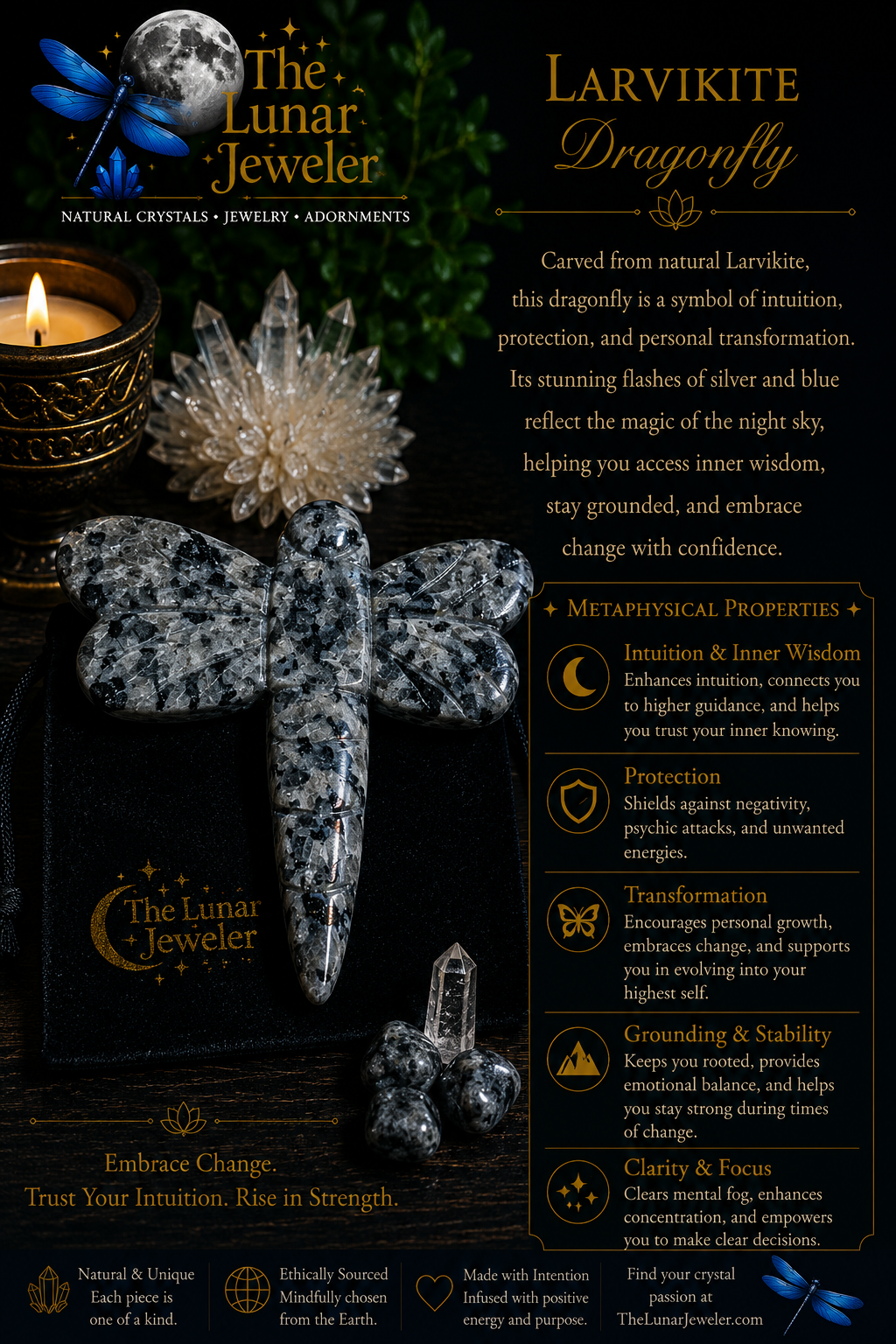 Hand-Carved Crystal Dragonfly – Natural Gemstone Dragonfly Carving
