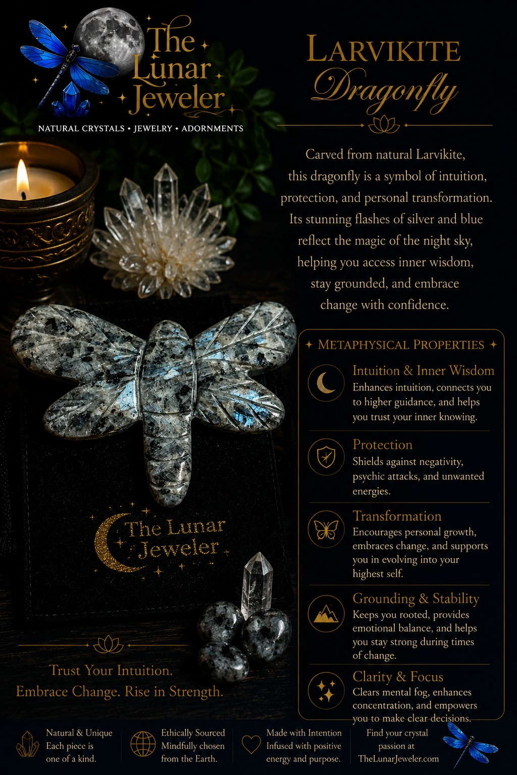 Hand-Carved Crystal Dragonfly – Natural Gemstone Dragonfly Carving