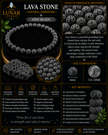 Lava Stone Bracelet – 7.5" Elastic Bracelet