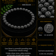 Lava Stone Bracelet – 7.5