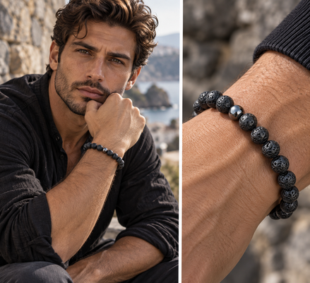 Lava Stone Bracelet – 7.5" Elastic Bracelet