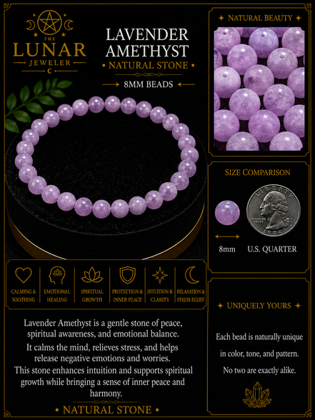 Lavender Amethyst Bracelet – 7.5" Elastic Bracelet