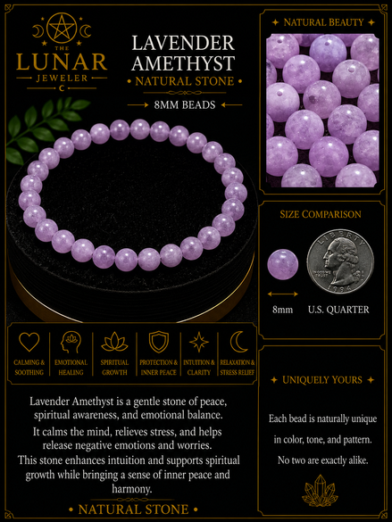 Lavender Amethyst Bracelet – 7.5" Elastic Bracelet