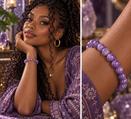 Lavender Amethyst Bracelet – 7.5" Elastic Bracelet