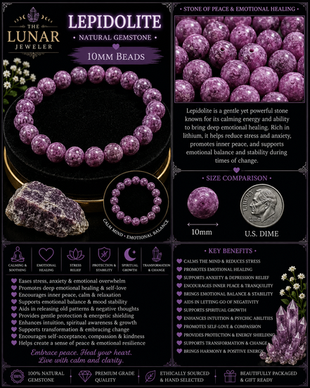 Lepidolite Bracelet – 7.5" Elastic Bracelet