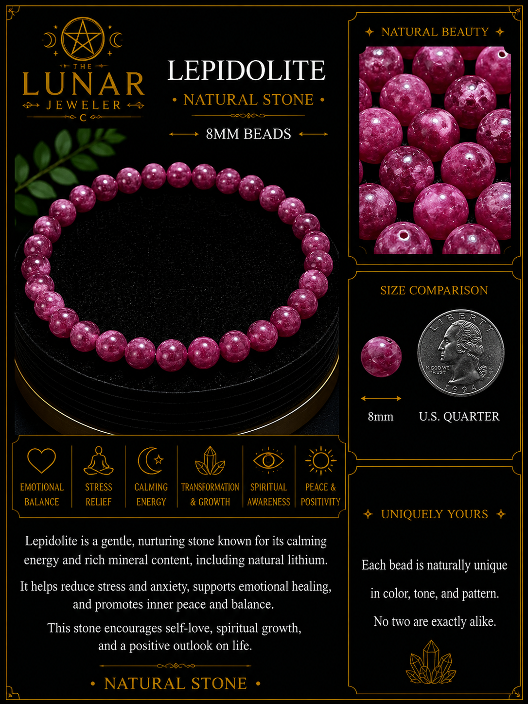 Lepidolite Bracelet – 7.5