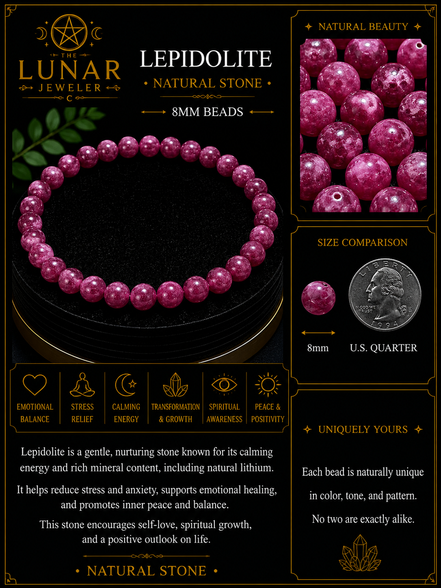 Lepidolite Bracelet – 7.5" Elastic Bracelet