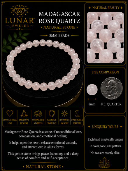 Madagascar Rose Quartz Bracelet – 7.5" Elastic Bracelet