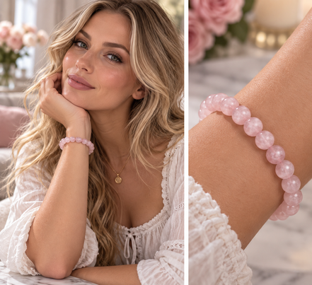 Madagascar Rose Quartz Bracelet – 7.5" Elastic Bracelet