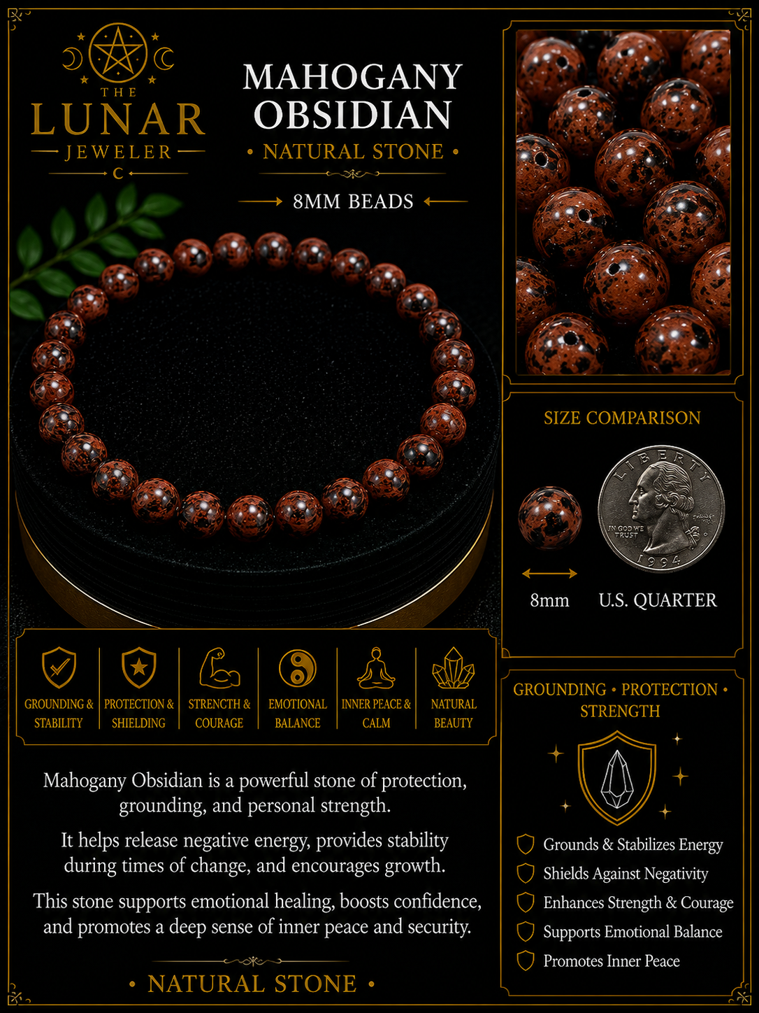 Mahogany Obsidian Bracelet – 7.5
