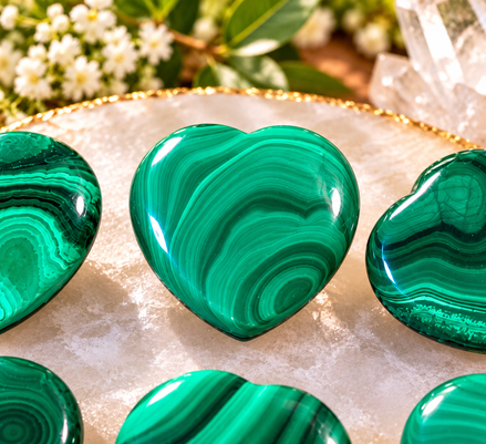 Malachite Heart Carving | Natural Crystal Heart