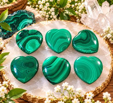 Malachite Heart Carving | Natural Crystal Heart