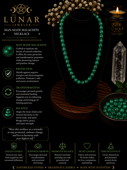 Malachite Beaded Necklace – 22" Steel Wire Necklace