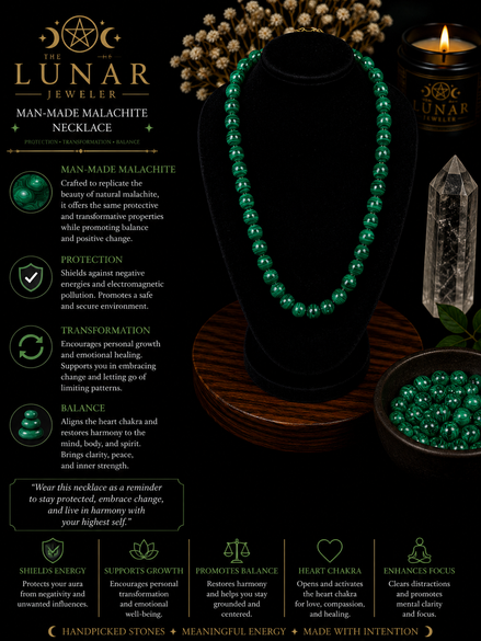 Malachite Beaded Necklace – 22" Steel Wire Necklace