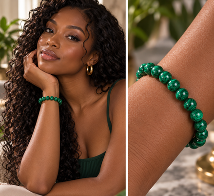 Malachite Bracelet – 7.5" Elastic Bracelet