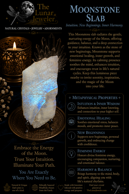 Genuine Moonstone Slab – Natural Polished Moonstone Display Piece