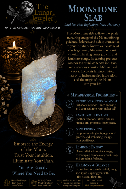 Genuine Moonstone Slab – Natural Polished Moonstone Display Piece