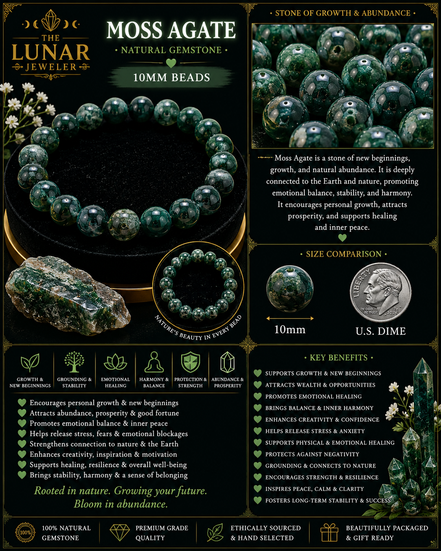 Moss Agate Bracelet – 7.5" Elastic Bracelet