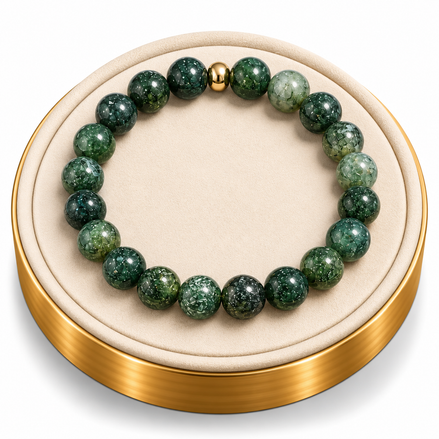 Moss Agate Bracelet – 7.5" Elastic Bracelet