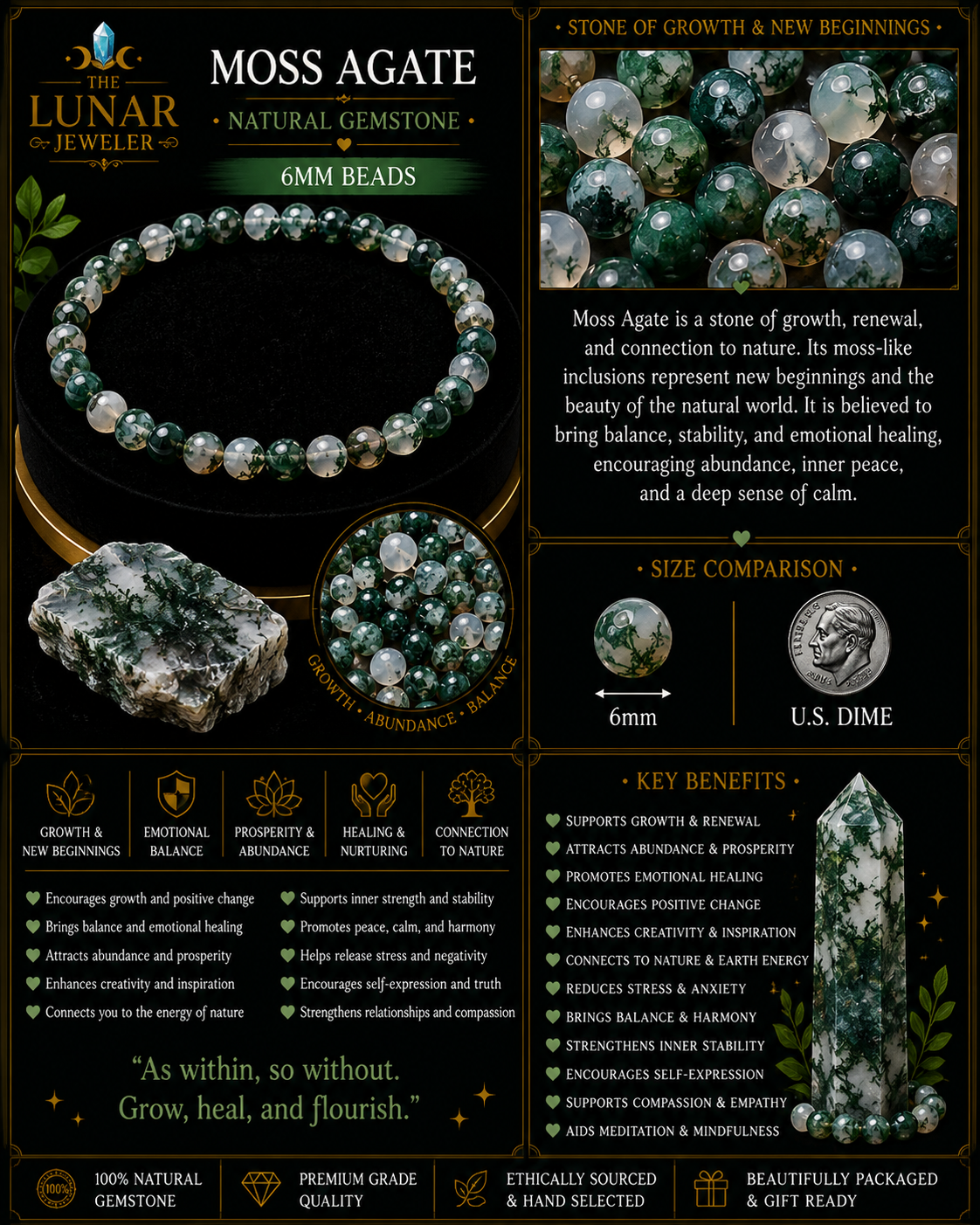 Moss Agate Bracelet – 7.5