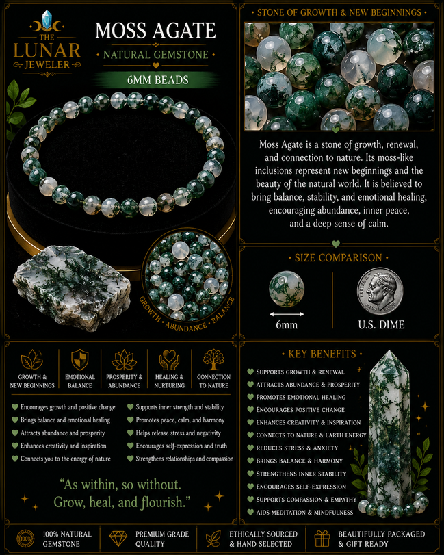 Moss Agate Bracelet – 7.5" Elastic Bracelet