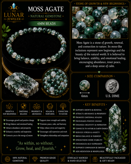 Moss Agate Bracelet – 7.5" Elastic Bracelet