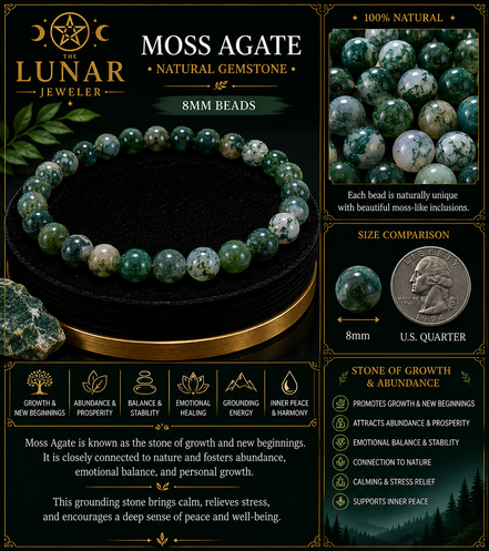 Moss Agate Bracelet – 7.5" Elastic Bracelet