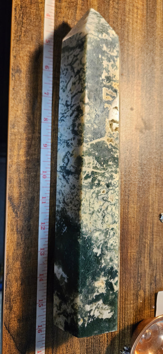 Moss Agate Generator Druzy, Earth Energy, Growth & Stability