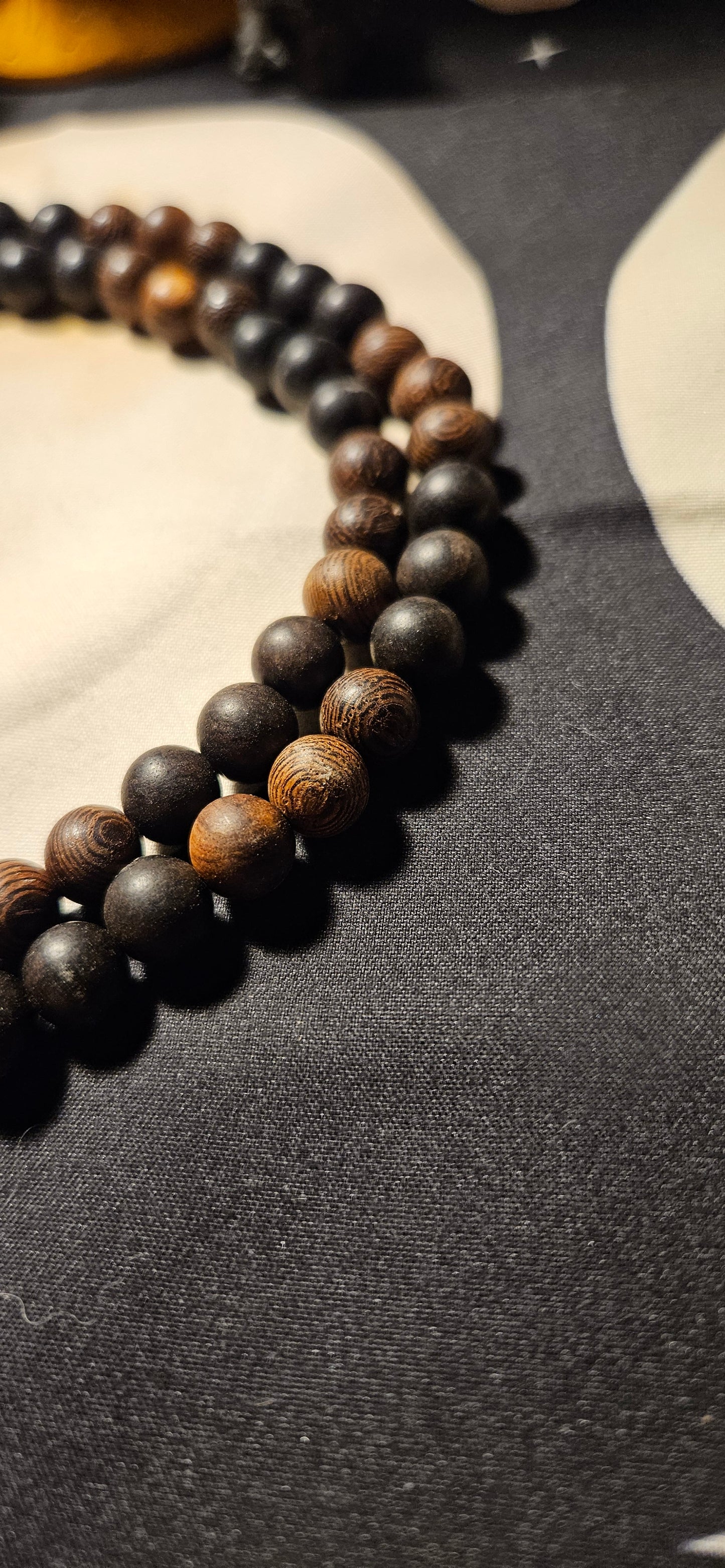 Ebony and Wengewood with Selenite Pendant Necklace