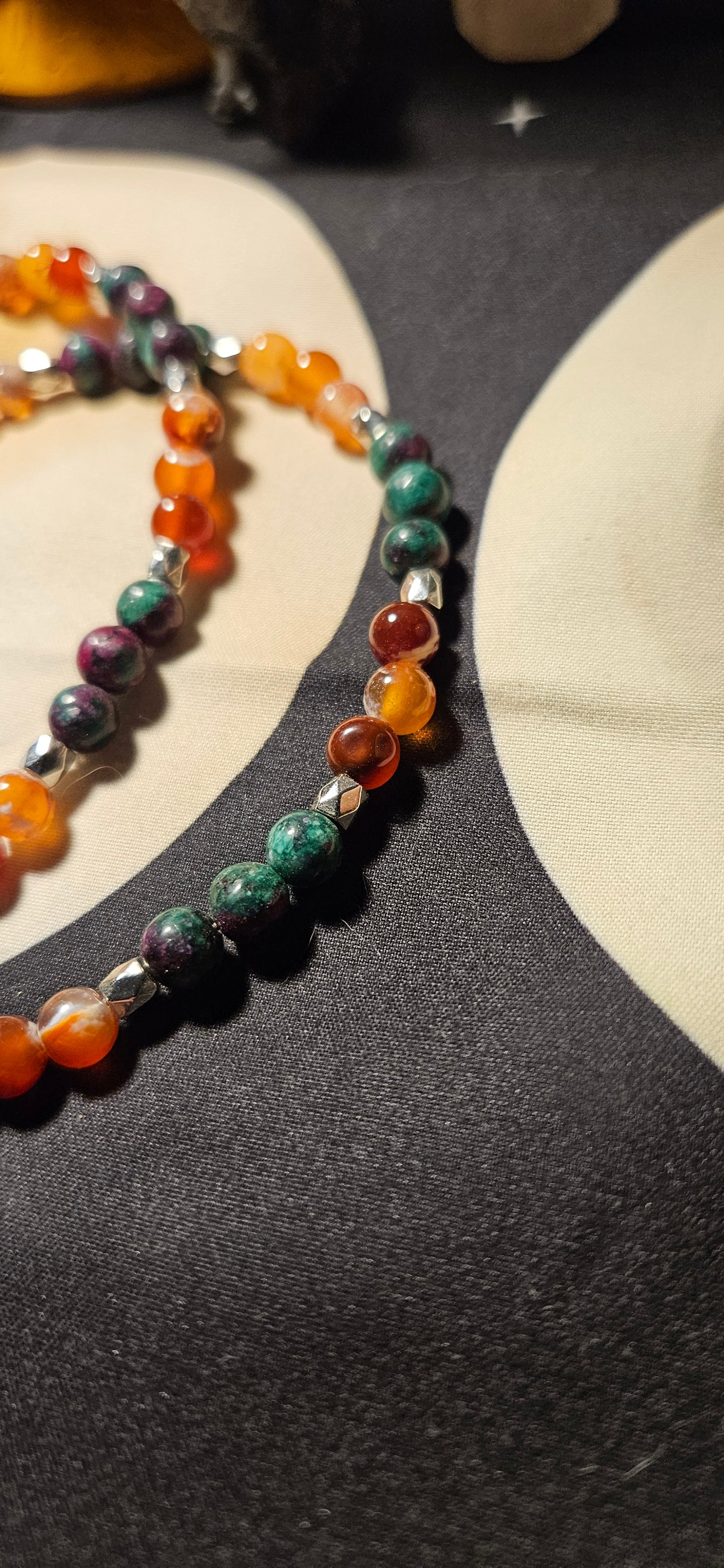 Carnelian, Citrine, Epidote, with Blue Dragonfly charm necklace
