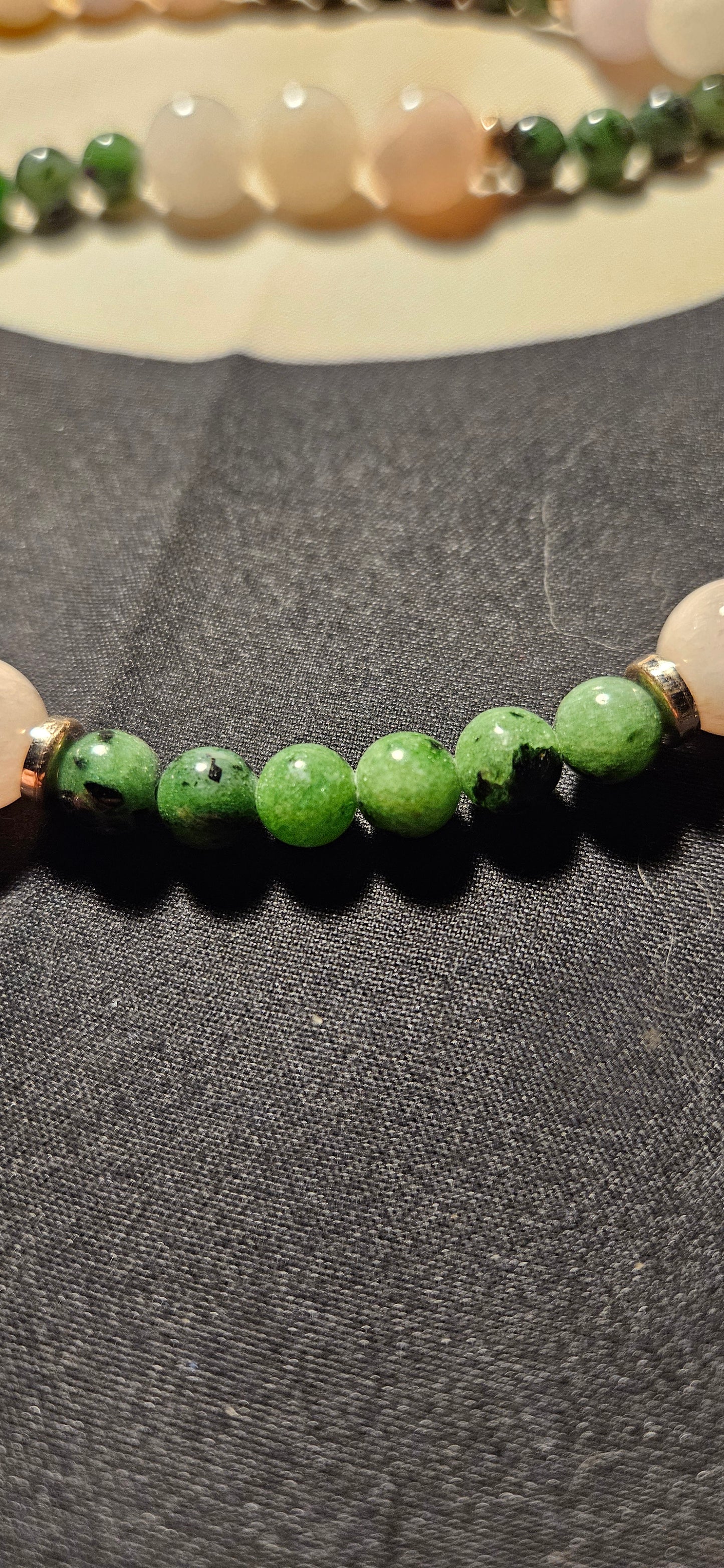 Morganite and Ruby Zoisite necklace