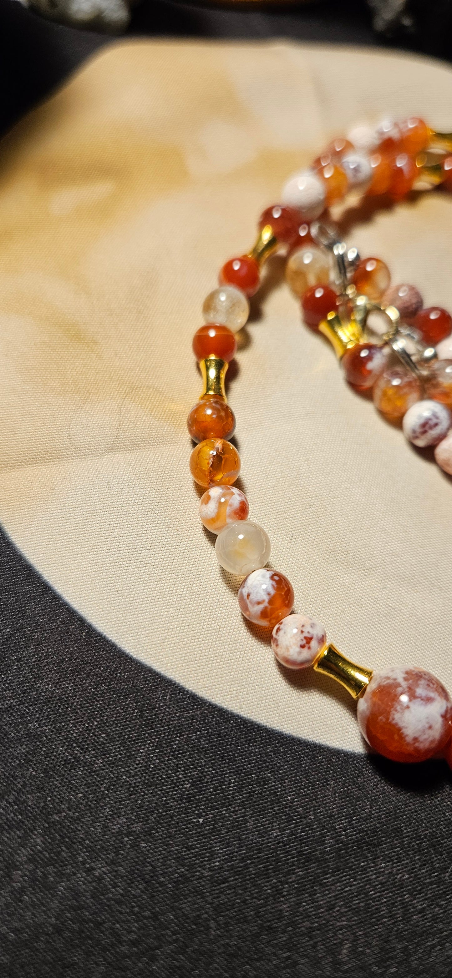 Carnelian, Citrine, Red Fire Agate with Raw Aquarmarine pendant necklace