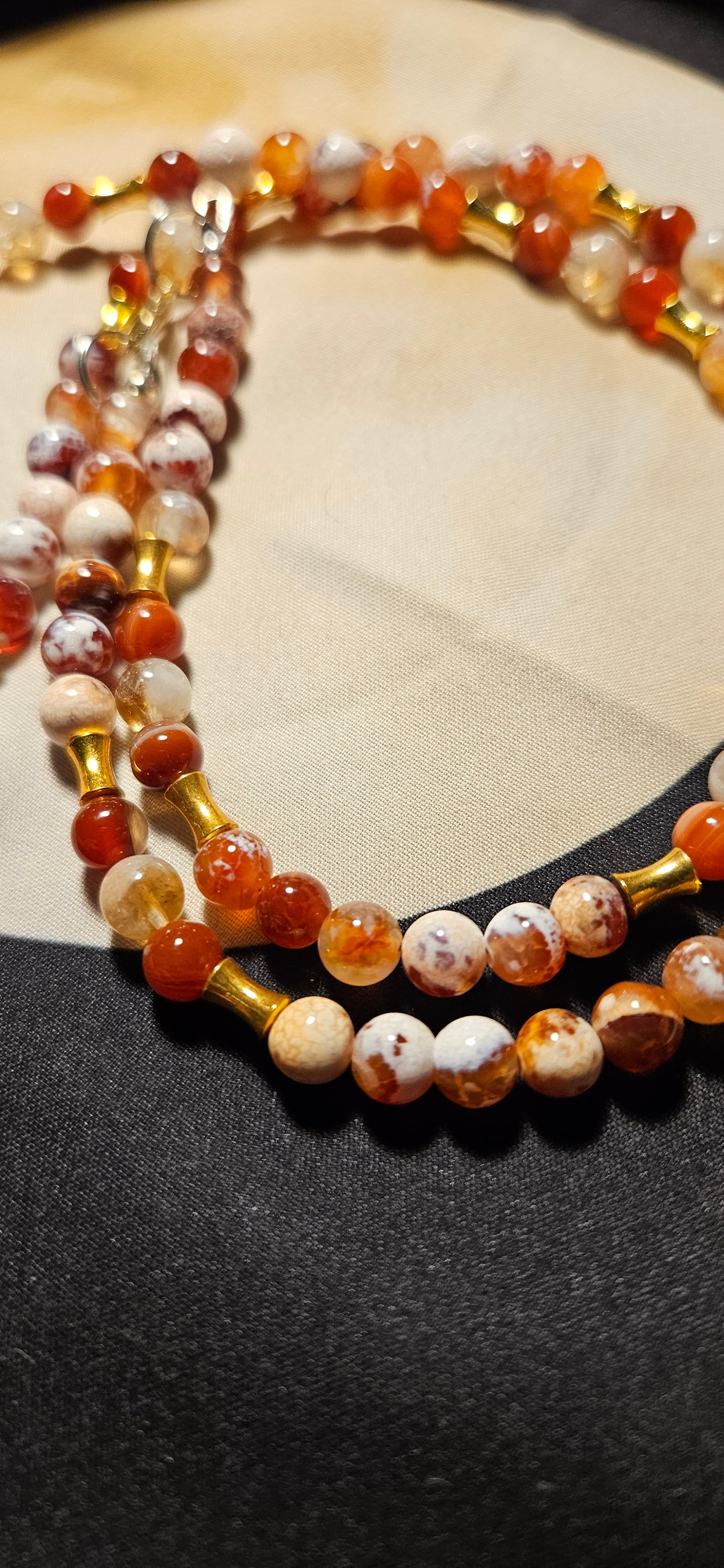 Carnelian, Citrine, Red Fire Agate with Raw Aquarmarine pendant necklace