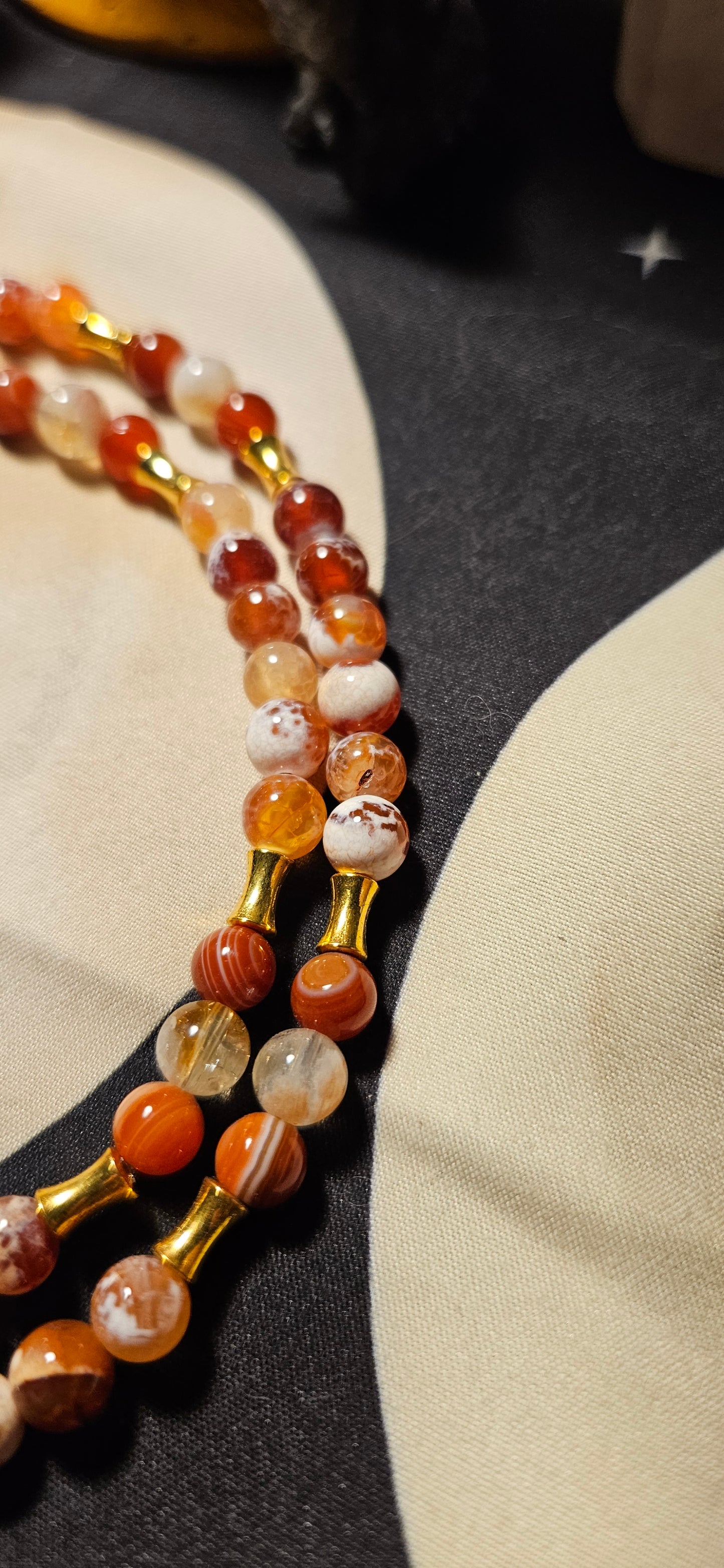 Carnelian, Citrine, Red Fire Agate with Raw Aquarmarine pendant necklace