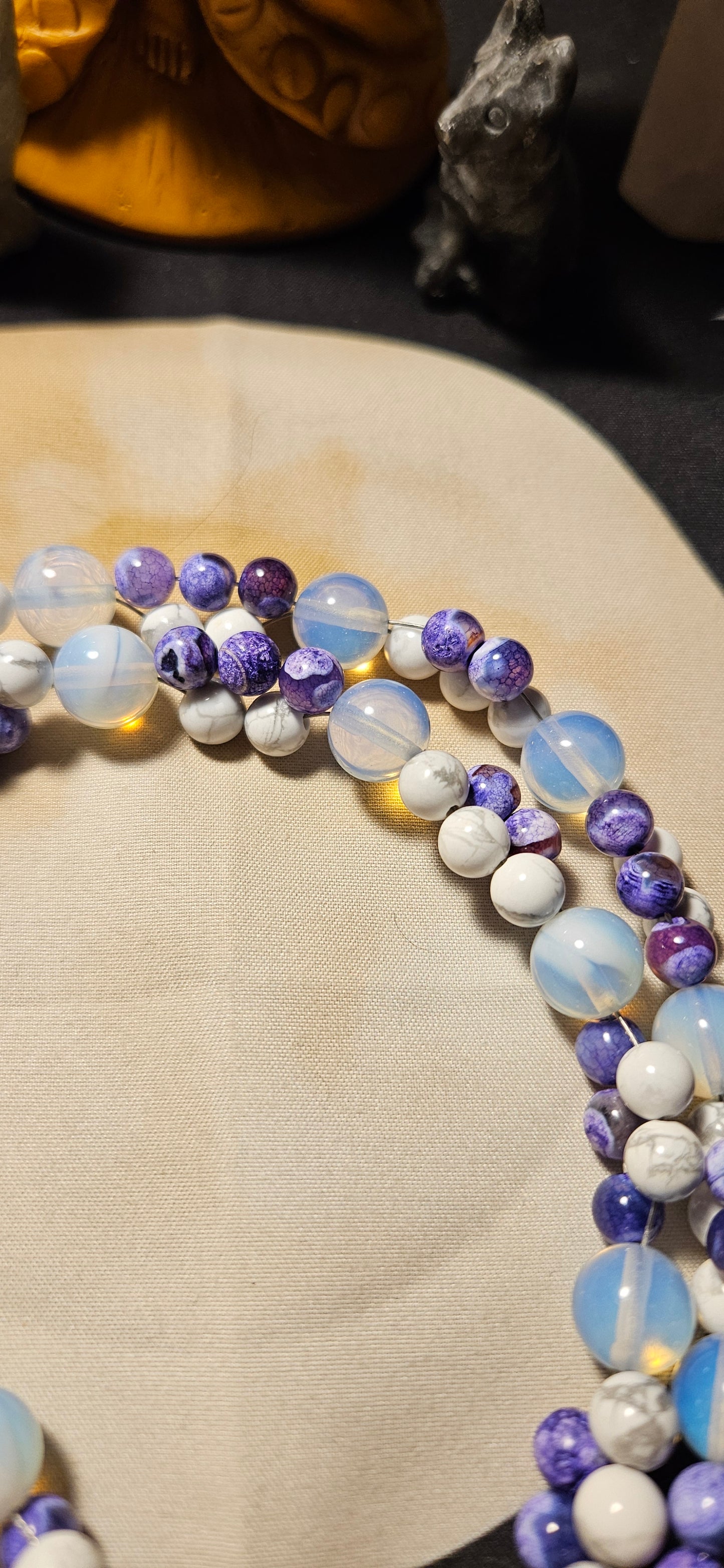 Opalite, Howlite, Purple Dragon Agate with Opalite pedant charm