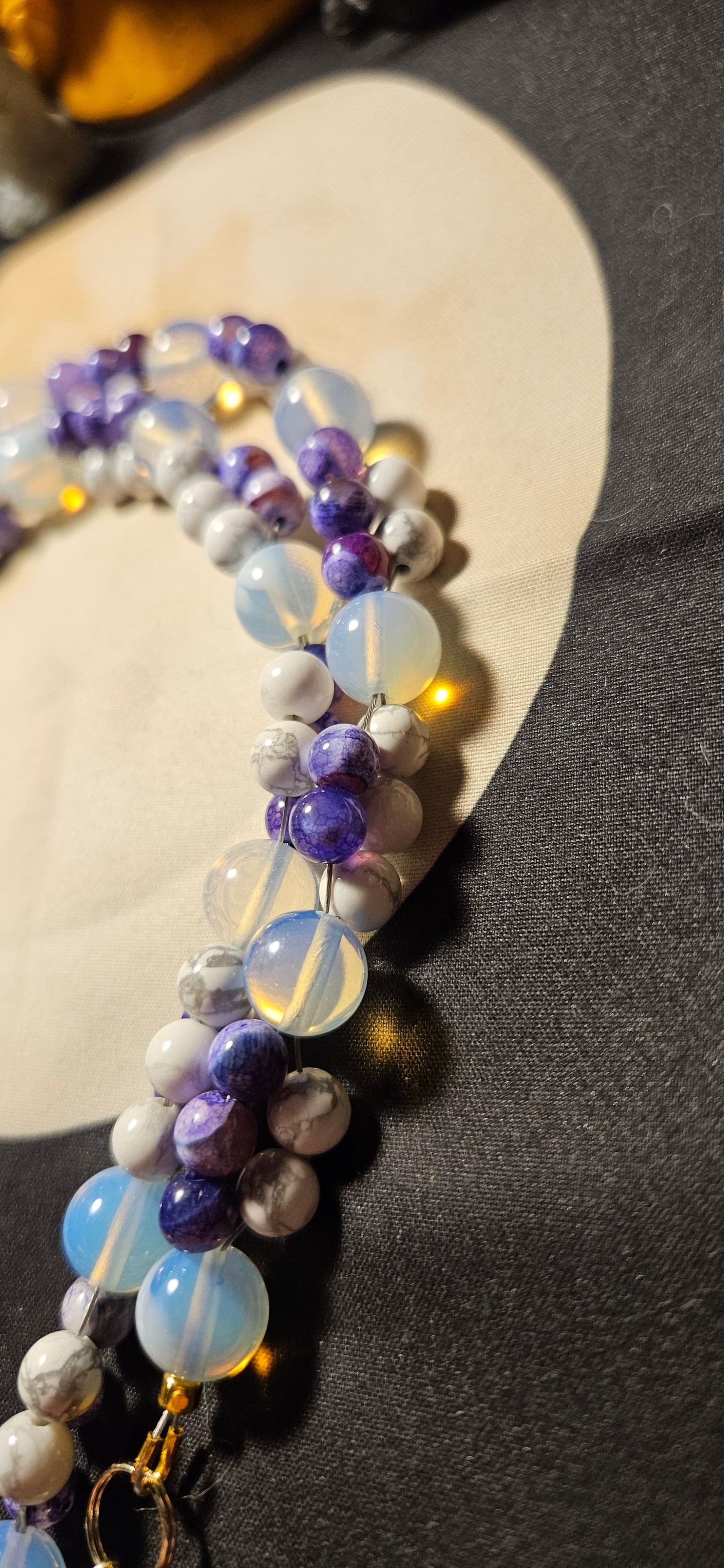 Opalite, Howlite, Purple Dragon Agate with Opalite pedant charm