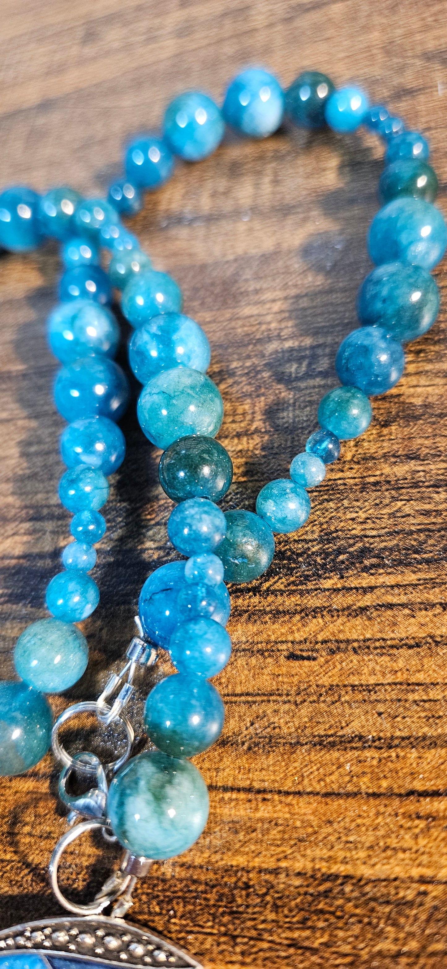 Blue Apatite Necklace with Dragonfly Pendant