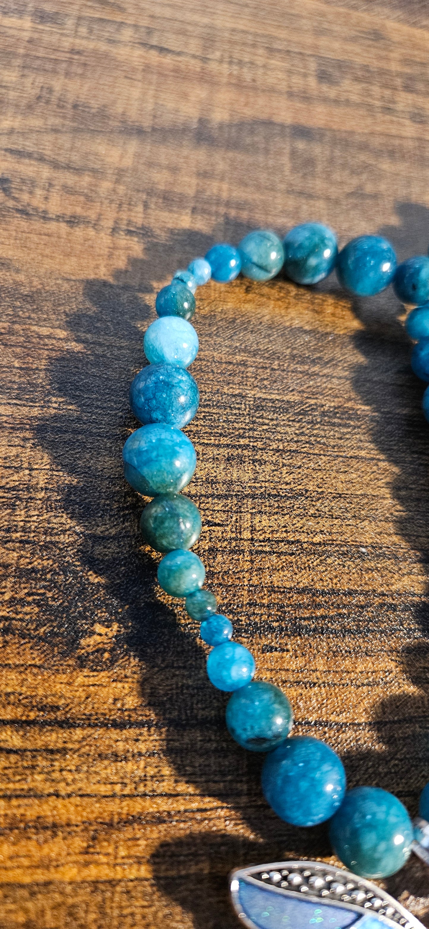 Blue Apatite Necklace with Dragonfly Pendant