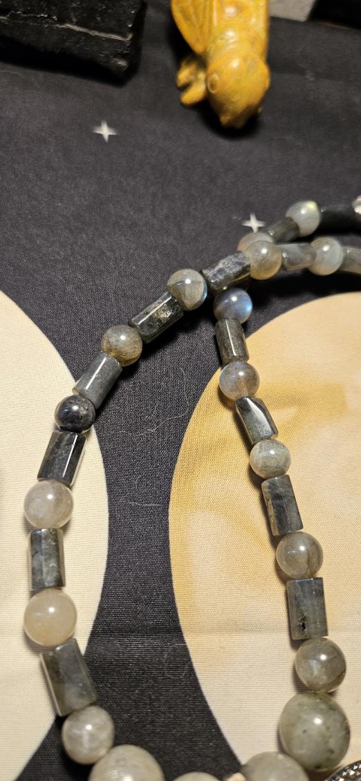 Labradorite Necklace with Dragonfly Pendant Charm