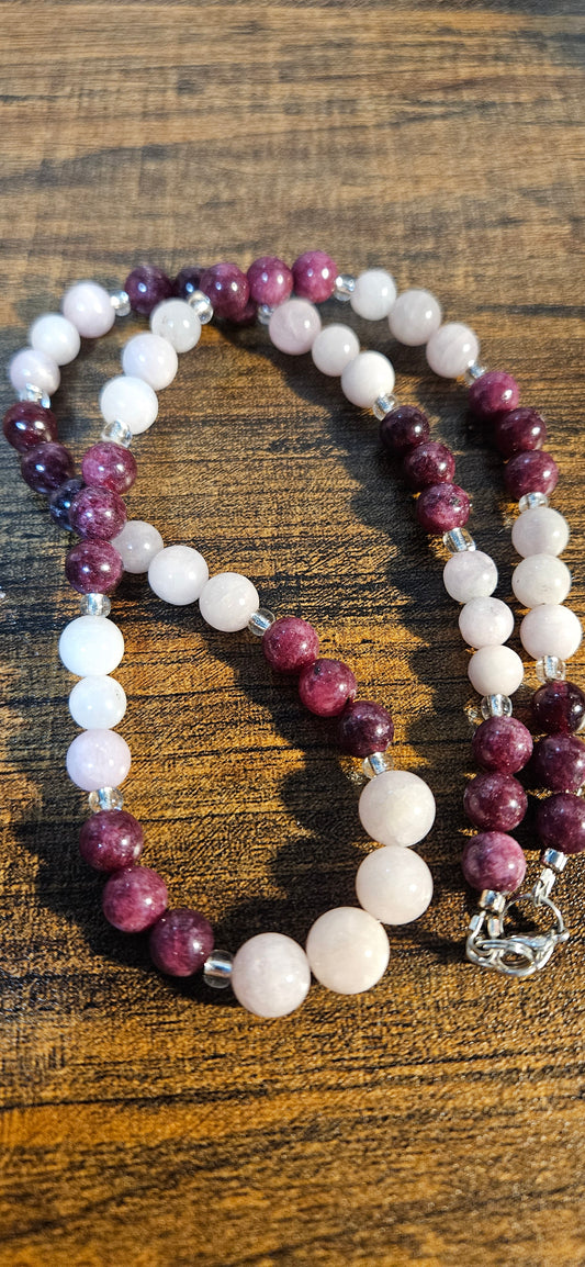 Kunzite and Garnet Necklace