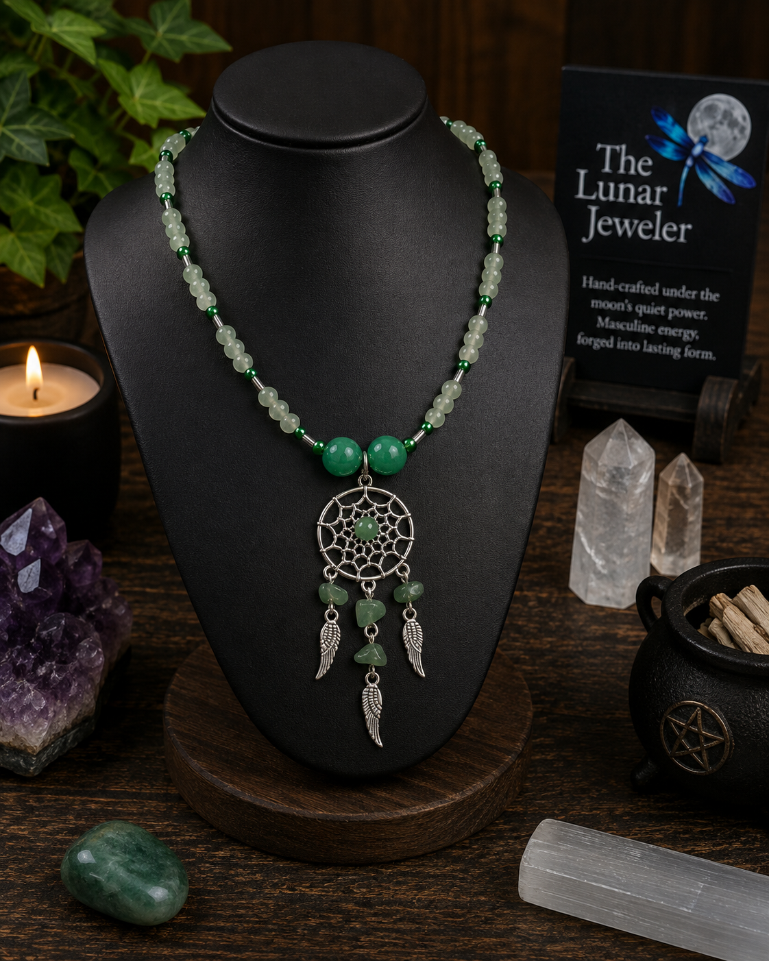 Green Aventurine Dreamcatcher Necklace – 22