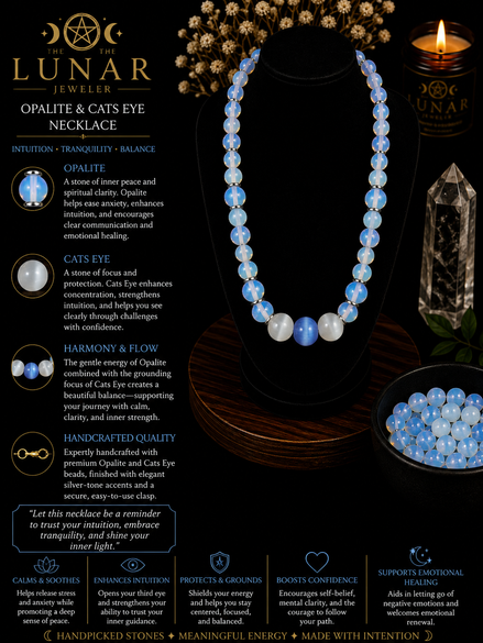 Opalite & Cat's Eye Beaded Necklace – 22" Steel Wire Necklace