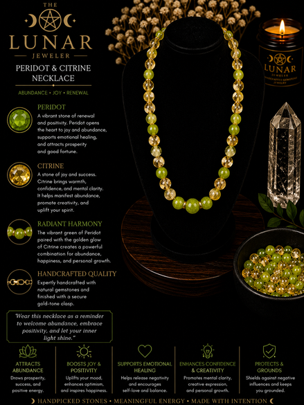 Peridot & Citrine Beaded Necklace – 22" Steel Wire Necklace