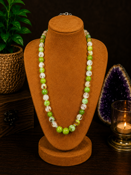 Peridot & Citrine Beaded Necklace – 22" Steel Wire Necklace