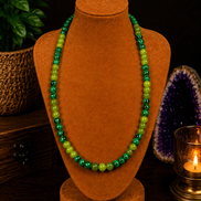 Peridot & Malachite Beaded Necklace – 22